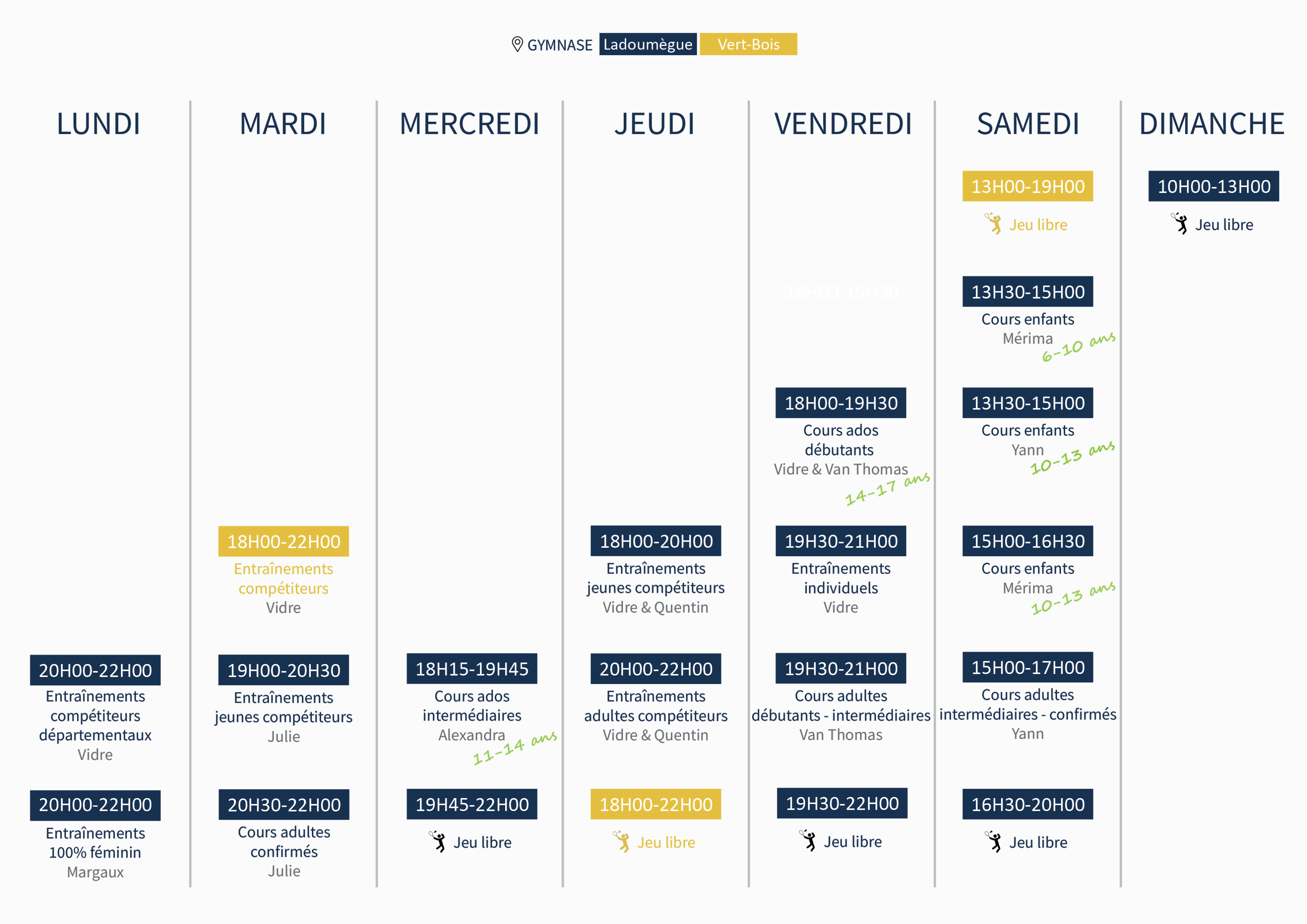Creneaux 2022-2023